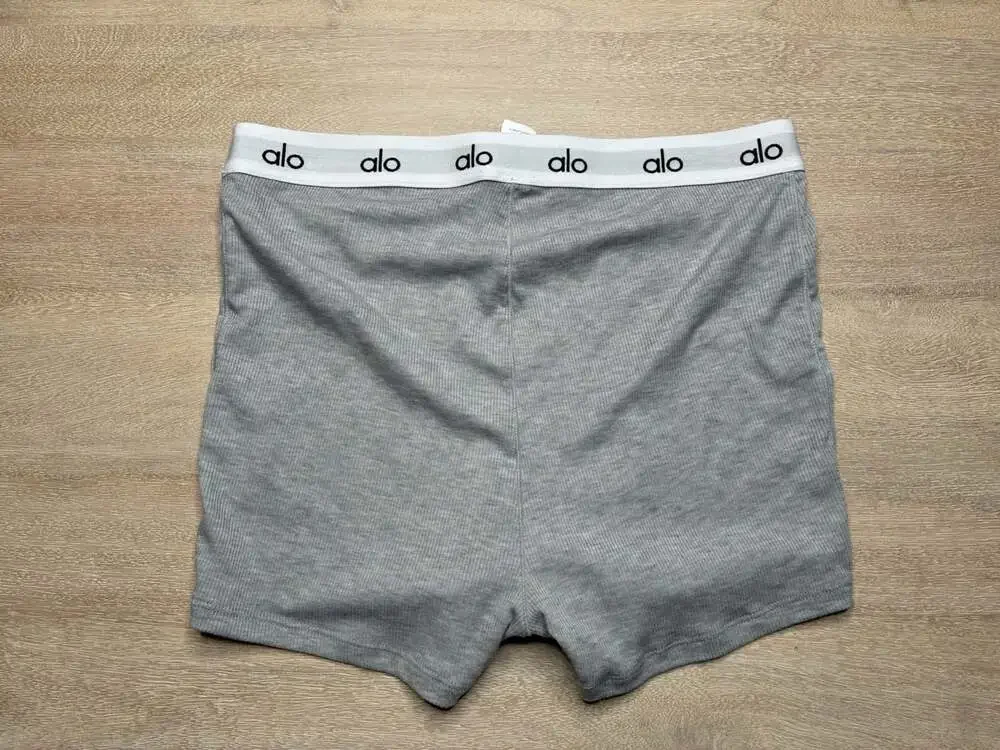 Alo NWOT Icon Ribbed Boyshort Boxers Athletic Heather Grey Size Medium